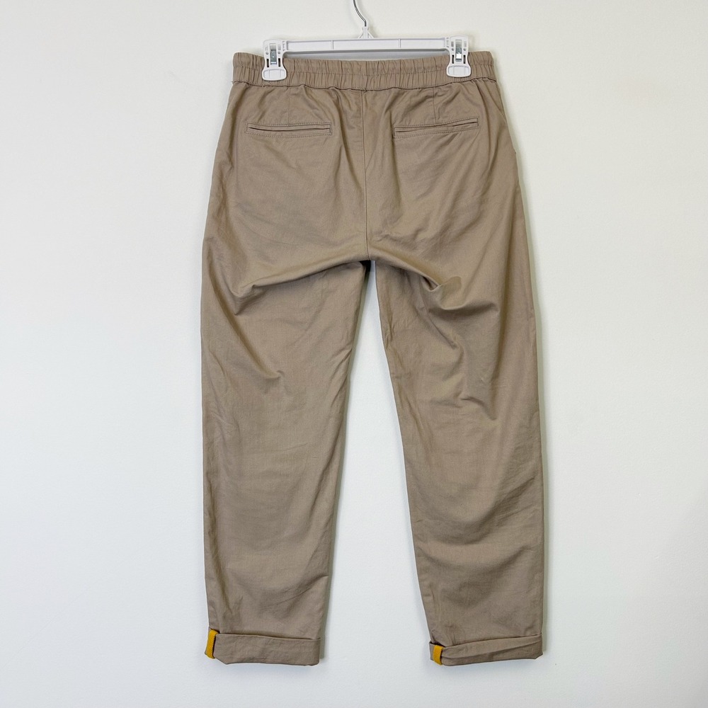 Pact Organic Woven Khaki Roll Cuff Pants Women's Small Tan - Picture 7 of 10